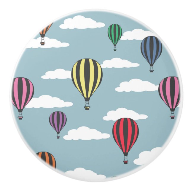 Colourful hot air balloons ceramic knob (Front)