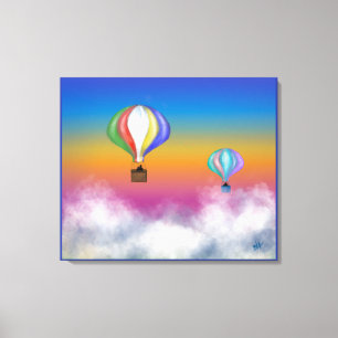 Colourful Hot Air Balloons Colourful Sky Illustrat Canvas Print
