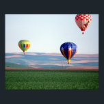 Colourful hot air balloons float over wheat poster<br><div class="desc">COPYRIGHT William Sutton / DanitaDelimont.com | US48 WSU0848.jpg | Colourful hot air balloons float over wheat fields in Walla Walla</div>