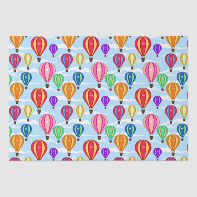 Colourful Hot Air Balloons In The Sky Tissue Paper (Front)
