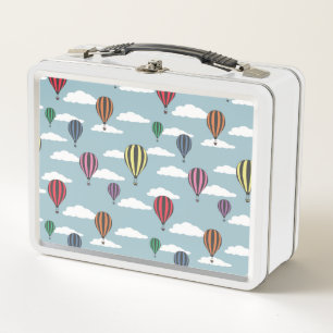 Colourful hot air balloons metal lunch box