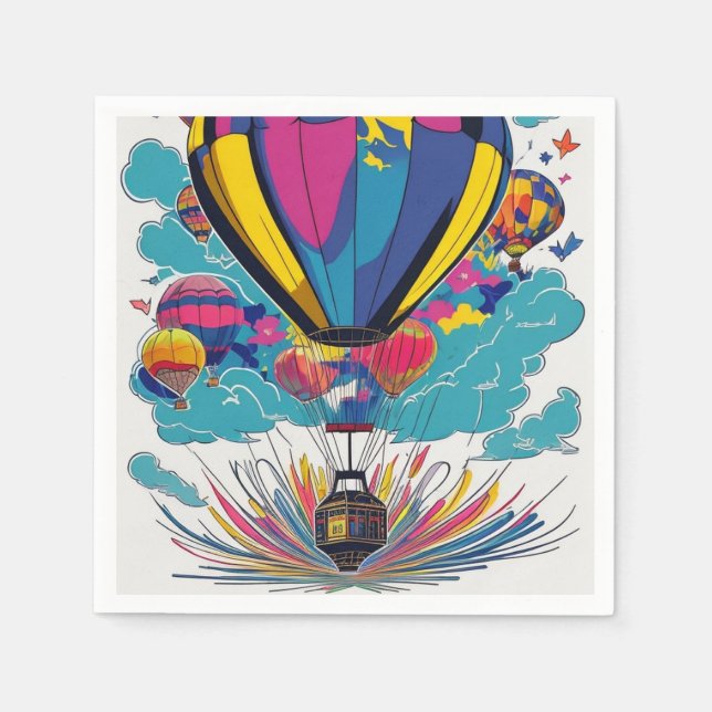 Colourful Hot Air Balloons  Napkin (Front)