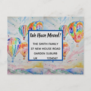 Colourful Hot Air Balloons New Address Postcard