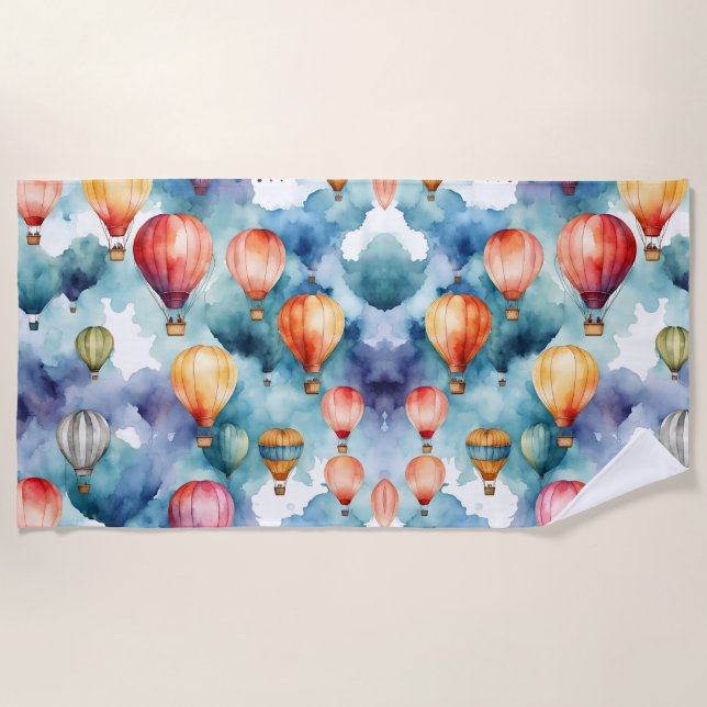 Colourful Hot Air Balloons Pattern .   Beach Towel (Front)