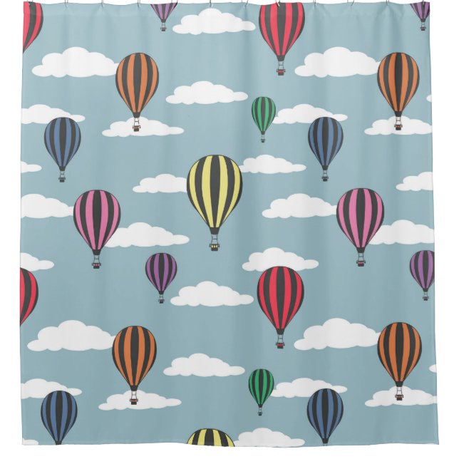 Colourful hot air balloons shower curtain (Front)