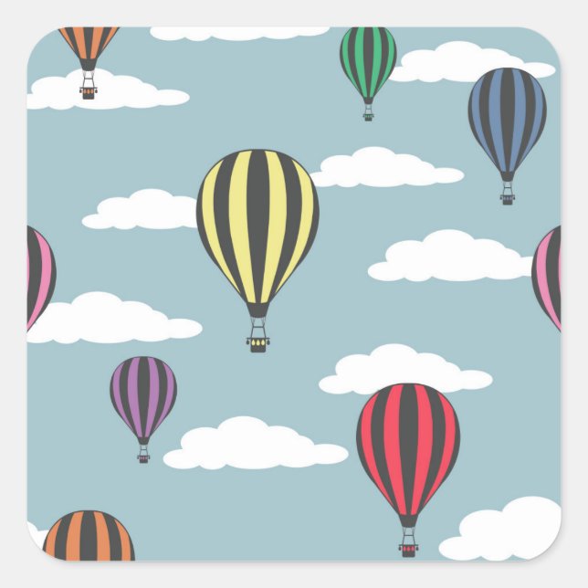 Colourful hot air balloons square sticker (Front)