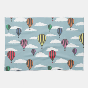 Colourful hot air balloons tea towel