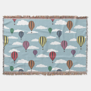 Colourful hot air balloons throw blanket