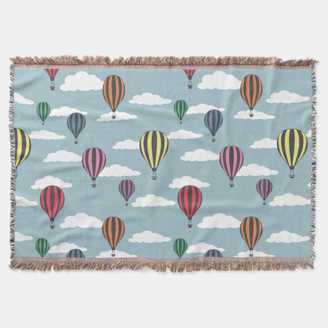 Colourful hot air balloons throw blanket (Front)
