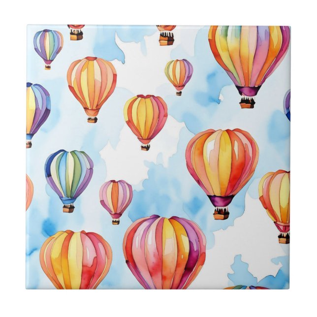 Colourful Hot Air Balloons Tile (Front)