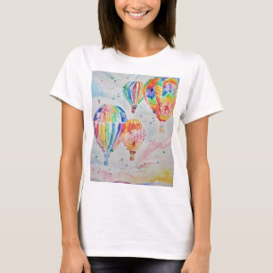 Colourful Hot Air Balloons Watercolour Painting T-Shirt