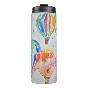 Colourful Hot Air Balloons Watercolour Painting Thermal Tumbler