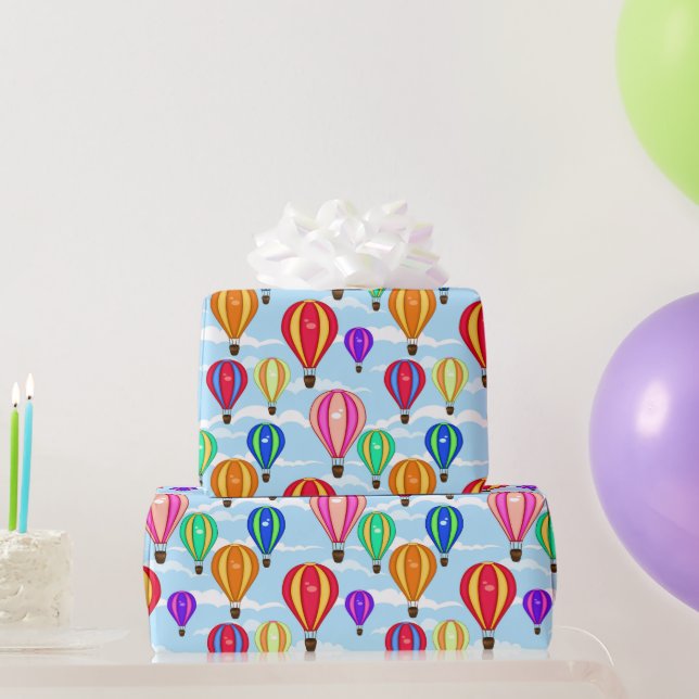 Colourful Hot Air Balloons Wrapping Paper (Party Gifts)
