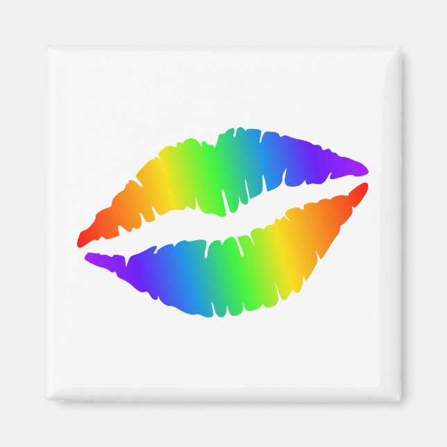 Colourful Hot Lips Square Magnet (Front)