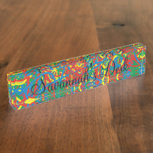 Colourful hot mess blast multi colour splash rainb nameplate