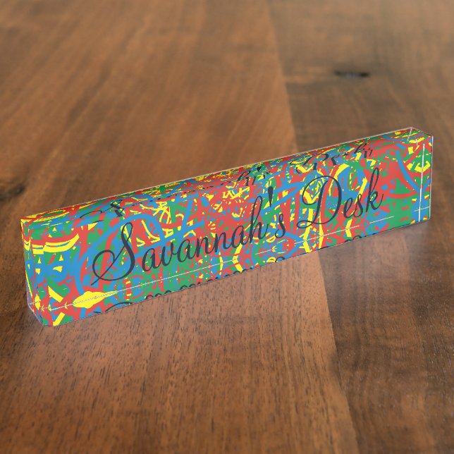 Colourful hot mess blast multi colour splash rainb nameplate (Side)