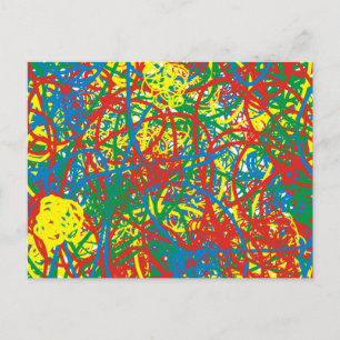 Colourful hot mess blast multi colour splash rainb postcard