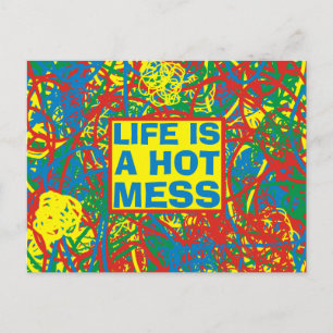 Colourful hot mess blast multi colour splash rainb postcard