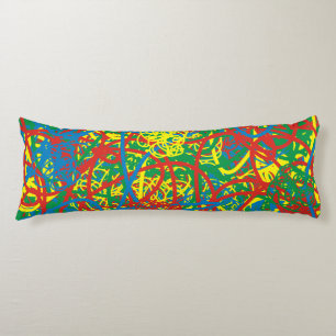Colourful Hot Mess Red Blue Green Scribbles Artsy Body Cushion