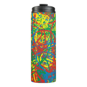 Colourful Hot Mess Red Blue Yellow Green Abstract Thermal Tumbler
