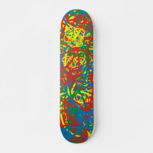 Colourful hot mess red yellow green blue graffiti skateboard