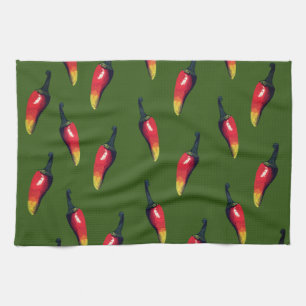 Colourful Hot Peppers Custom Tea Towel
