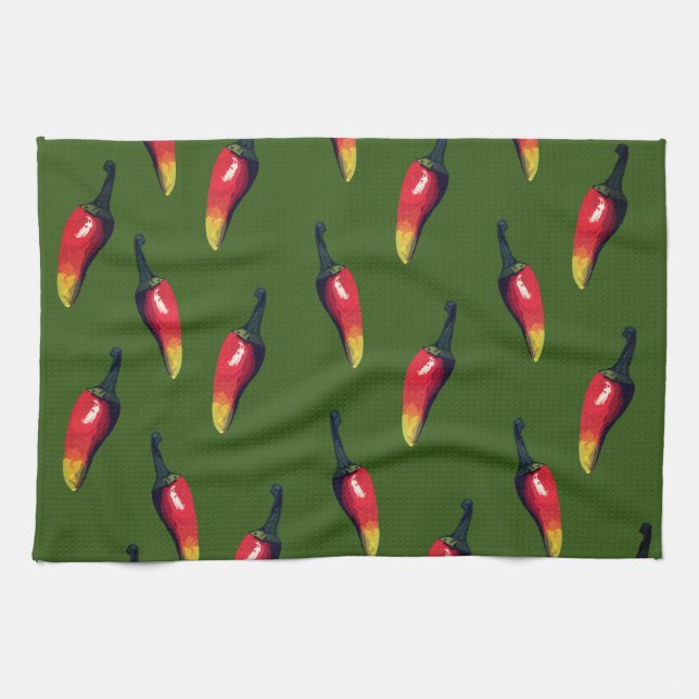Colourful Hot Peppers Custom Tea Towel (Horizontal)