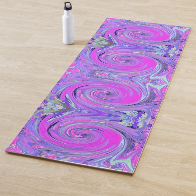 Colourful Hot Pink and Purple Boho Hippie Swirl Yoga Mat (In Situ)