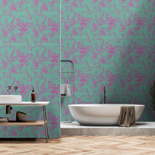 Colourful Hot Pink & Blue Botanical Wildflower Wallpaper