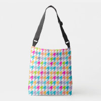 Colourful Houndstooth On White Seamless Pattern