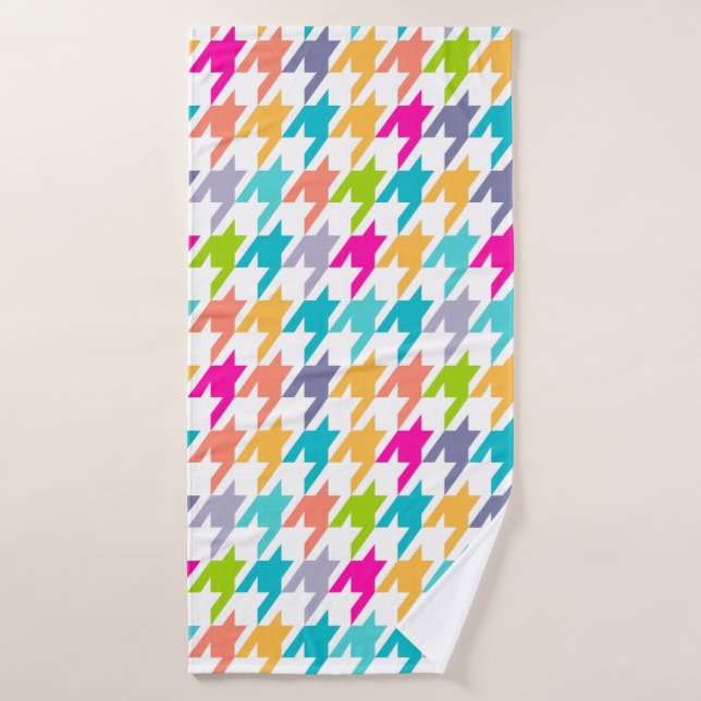 Colourful Houndstooth pattern Bath Towel Set (Bath Towel)