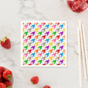 Colourful Houndstooth Pattern White Napkin