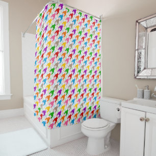 Colourful Houndstooth Pattern White Shower Curtain
