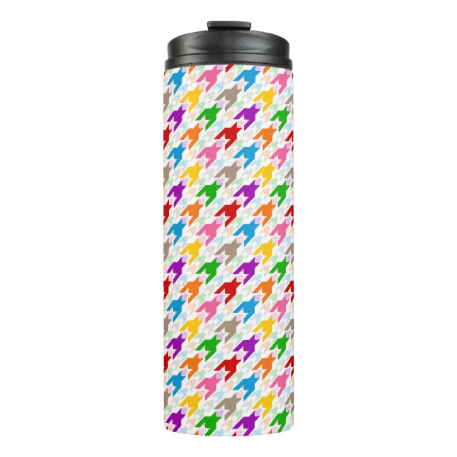 Colourful Houndstooth Pattern White  Thermal Tumbler (Front)