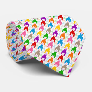 Colourful Houndstooth Pattern White Tie