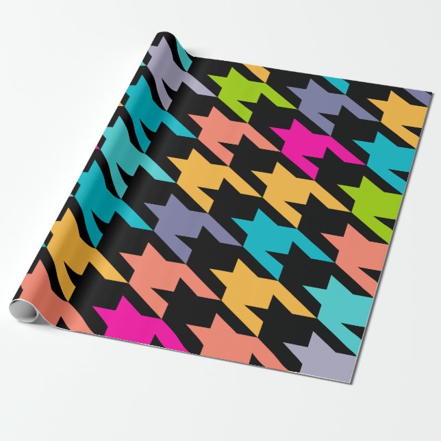 Colourful houndstooth seamless pattern wrapping paper (Unrolled)