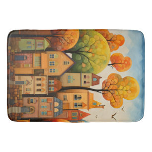 Colourful houses and trees in the fall bath mat