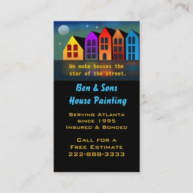 Colourful Houses Business Card (Front)