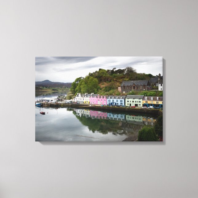 Colourful houses in Portree, Skye Canvas Print (Front)
