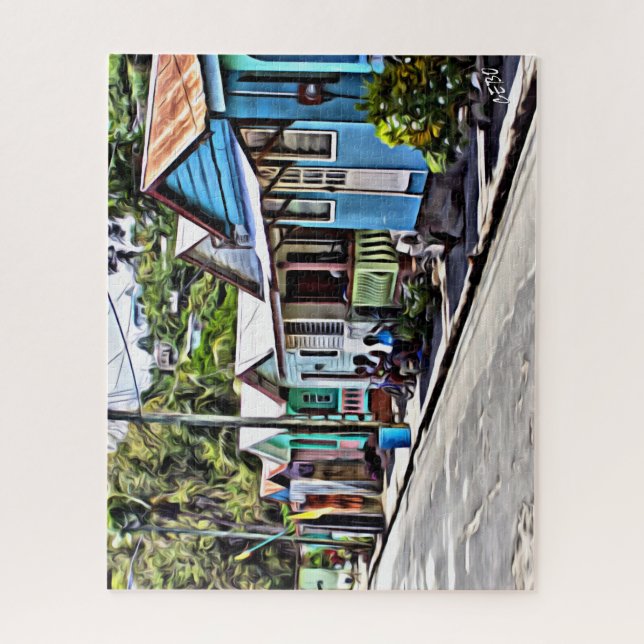 Colourful houses in St-Lucia, Virgin Islands Jigsaw Puzzle (Vertical)
