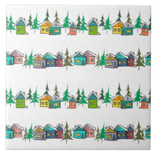 Colourful Houses In Winter Tile