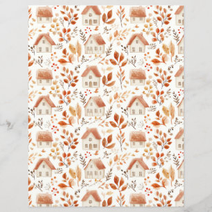 colourful Houses, leaves pattern scrapbook paper