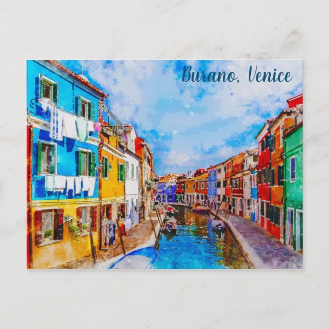 Colourful houses on Burano, Venice, Italy. Postcard (Front)