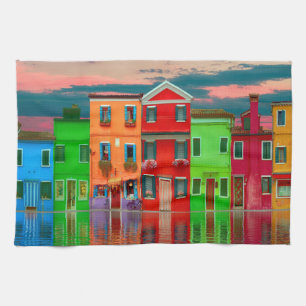 Colourful Houses Tea Towel
