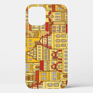 Colourful Houses Vintage City Pattern iPhone 12 Case