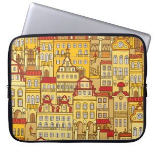 Colourful Houses Vintage City Pattern Laptop Sleeve