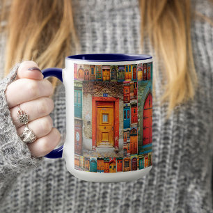 Colourful Housewarming Door Collage For Dad Travel Mug