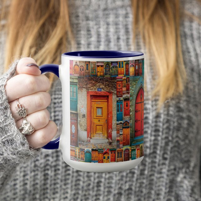 Colourful Housewarming Door Collage For Dad Travel Mug (Doors Collage )