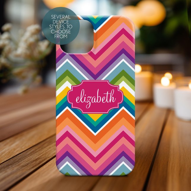 Colourful Huge Chevron Pattern with name Case-Mate iPhone Case (Personalized Phone Case)
