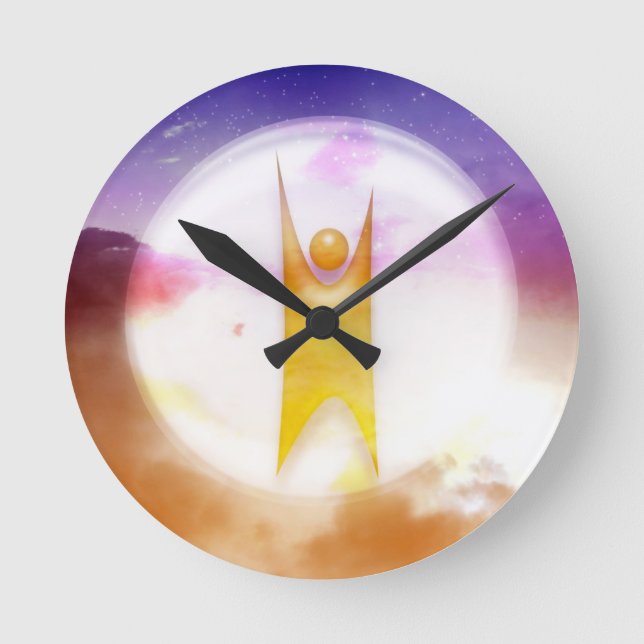 Colourful Humanism Symbol Round Clock (Front)